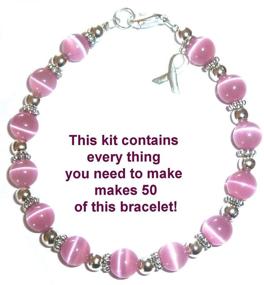 img 1 attached to Cancer Awareness Bracelet DIY Kit - Hidden Hollow Beads, Makes 50 Bracelets with 8mm Pink Beads, Wire, Clasps - Perfect for Fundraisers, Relay for Life, Pink Out Day