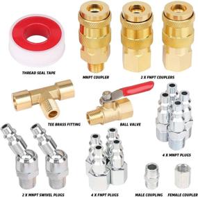 img 3 attached to 🔌 Hromee 18-Piece Air Coupler and Plug Kit: Complete Compressor Accessories with Quick Coupler, Brass Ball Valve, and Swivel Air Plug