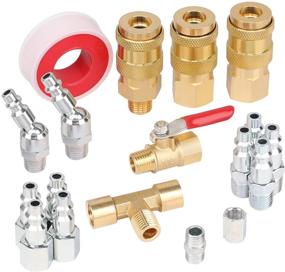 img 4 attached to 🔌 Hromee 18-Piece Air Coupler and Plug Kit: Complete Compressor Accessories with Quick Coupler, Brass Ball Valve, and Swivel Air Plug