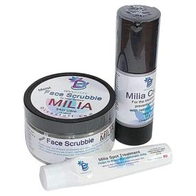 img 4 attached to Advanced Milia Treatment Set: Effectively Dissolve and Minimize Milia with Salicylic Acid, Sandalwood, Olive Squalene | Includes Face Scrubbies and Cream for optimal Results