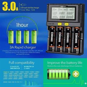 img 1 attached to Ultra-Fast 18650 Battery Charger by MiBOXER - 3A/Bay Rapid Charging for AA AAA D 26650 18490 18350 18500 RCR123 Li-ion/IMR/INR/ICR/Ni-MH/Ni-Cd - LCD Display, Intelligent Temperature Control