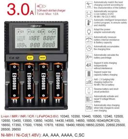 img 3 attached to Ultra-Fast 18650 Battery Charger by MiBOXER - 3A/Bay Rapid Charging for AA AAA D 26650 18490 18350 18500 RCR123 Li-ion/IMR/INR/ICR/Ni-MH/Ni-Cd - LCD Display, Intelligent Temperature Control