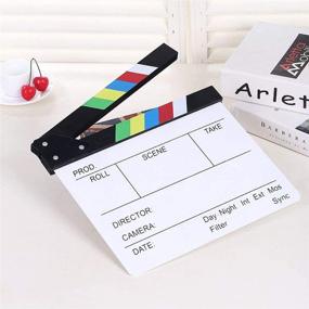 img 1 attached to 🎥 Beron Professional Vintage TV Movie Film Clap Board Slate Cut Prop Director Clapper (Colorful) - Authentic Clapperboard for Filming and Production