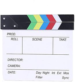 img 4 attached to 🎥 Beron Профессиональная старинная киношная фольга "Плашка" для снятия сцен фильма, режиссерская доска с двумя клапанами (Цветная) - Аутентичная плашка для съёмок и производства