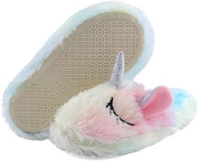 img 3 attached to 🌈 Boys' Memory Foam Fluffy Rainbow Slippers Size 13-5-14 - Stylish and Comfortable Shoes for Boys