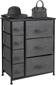 img 4 attached to 🗄️ Sorbus Dresser with Drawers - Versatile Furniture Storage Tower for Bedroom, Hallway, Closet & Office Organization - Durable Steel Frame, Wooden Top, Convenient Easy-Pull Fabric Bins (Black/Charcoal)