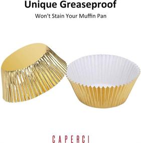 img 1 attached to 🧁 Caperci 160-Pack Золотые фольгированные футляры для капкейков - премиум смазка и прочные формы для выпечки маффинов