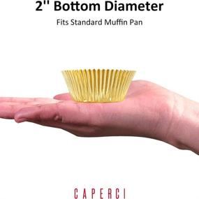img 2 attached to 🧁 Caperci 160-Pack Золотые фольгированные футляры для капкейков - премиум смазка и прочные формы для выпечки маффинов