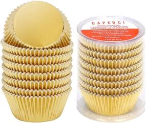 img 4 attached to 🧁 Caperci 160-Pack Золотые фольгированные футляры для капкейков - премиум смазка и прочные формы для выпечки маффинов