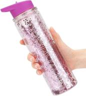 glitter girls water bottle for kids - bpa free, double insulated, 18 oz purple bottle with straw - ideal for sports, fitness, bicycle, hiking - hot or cold beverages on the go! логотип