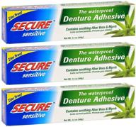🦷 premium denture adhesive – zinc free + aloe vera & myrrh – waterproof for sensitive gums – 12 hour hold – pack of 3 (1.4 oz) logo