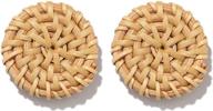 🌸 stylish heidkrueger rattan straw earring: handmade boho wicker braid disc drop earrings for women & girls logo