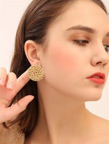 img 3 attached to 🌸 Stylish HEIDKRUEGER Rattan Straw Earring: Handmade Boho Wicker Braid Disc Drop Earrings for Women & Girls