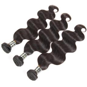 img 2 attached to 💇 Fastyle Hair Brazilian Body Wave Virgin Hair Extensions - 3 Bundles of Unprocessed 10A Virgin Human Hair in Natural Color (10 12 14 inch)