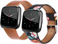 ownzone 2 pack leather bands compatible with fitbit versa 2 bands &amp wearable technology logo