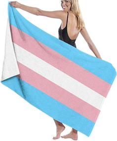 img 4 attached to 🏳️ Oversized Transgender Pride Flag Microfiber Beach Towel - LGBTQ+ Men & Women, Super Absorbent & Quick Dry Bath Towel ideal for Pool, Bathroom, Travel, Sports, and Hotel (52" X 32")