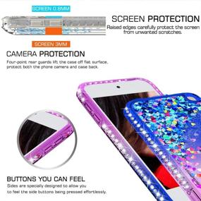 img 1 attached to 💜 iPod Touch 7 Case, iPod Touch 6 Case, iPod Touch 5 Case + Tempered Glass Screen Protector [2 Pack] for Girls | LeYi Glitter Liquid Clear Phone Case (Purple/Blue)