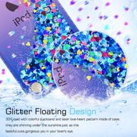 💜 ipod touch 7 case, ipod touch 6 case, ipod touch 5 case + tempered glass screen protector [2 pack] for girls | leyi glitter liquid clear phone case (purple/blue) logo