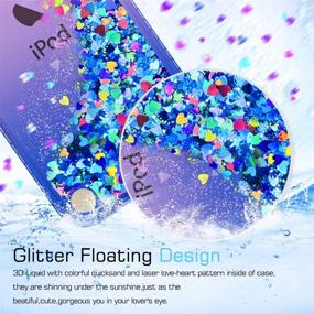 img 4 attached to 💜 iPod Touch 7 Case, iPod Touch 6 Case, iPod Touch 5 Case + Tempered Glass Screen Protector [2 Pack] for Girls | LeYi Glitter Liquid Clear Phone Case (Purple/Blue)