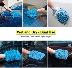 img 2 attached to 🧤 Premium Chenille Car Wash Mitts: 2 Pack - Large Size, Winter Waterproof, Lint Free & Scratch Free - by anngrowy