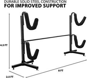 img 3 attached to 🚣 RaxGo Freestanding Kayak Storage Rack: Heavy Duty Storage for Two-Kayak, SUP, Canoe & Paddleboard - Indoor, Outdoor, Garage, Shed, or Dock - Adjustable Height