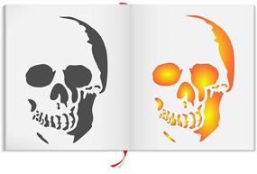 img 2 attached to 🎃 Halloween Skull Stencil: 7.5 x 12 inch (L) – Scary Head Stencils for Painting Template