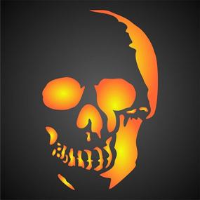img 4 attached to 🎃 Halloween Skull Stencil: 7.5 x 12 inch (L) – Scary Head Stencils for Painting Template