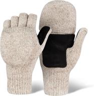 🧤 fingerless winter gloves convertible wool mittens for men & women - warm thermal knit flip top snow glove for cold weather: stay cozy this winter! logo