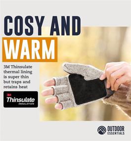 img 1 attached to 🧤 Fingerless Winter Gloves Convertible Wool Mittens for Men & Women - Warm Thermal Knit Flip Top Snow Glove for Cold Weather: Stay Cozy this Winter!