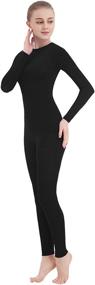 img 1 attached to 👖 Suprnowa Unisex Crew Neck Full Body Unitard - Long Sleeve, Footed/Footless Options, Made from Stretchy Spandex