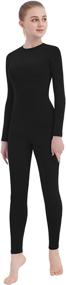 img 4 attached to 👖 Suprnowa Unisex Crew Neck Full Body Unitard - Long Sleeve, Footed/Footless Options, Made from Stretchy Spandex