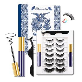 img 4 attached to 👁️ Bluwtpoclan Magnetic Eyelashes with Eyeliner Kit - 7-Pairs Reusable Magnetic Lashes for a Waterproof & Natural Look, Includes Lash Tweezers