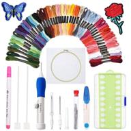 enhanced punch needle embroidery kit with magic embroidery pen, cloth, 50 colors threads, and embroidery tools logo