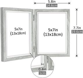 img 1 attached to 🖼️ Afuly Серая фоторамка 5x7 Двойная деревянная складная рамка для фотографий: Уникальный декор в стиле фермхаус и заботливые подарки