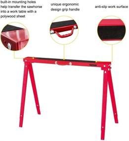 img 1 attached to 🔧 Highly Versatile TOMAX Folding Sawhorse: Adjustable Height with 440lb Weight Capacity - Single Pack