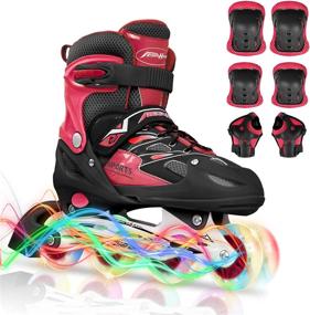 img 4 attached to 🌈 2021 New Children's Inline Skates with Light-Up Wheels and Safety Gear