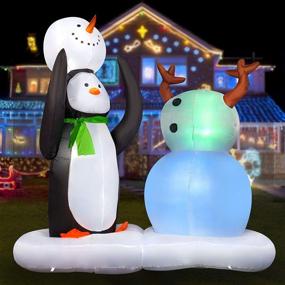 img 3 attached to 🐧 HOOJO 7FT Christmas Inflatable Penguins with Snowman - Outdoor Holiday Decor w/ Built-in LEDs - Blow Up Indoor/Outdoor Yard & Garden Lawn Decoration