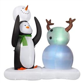 img 1 attached to 🐧 HOOJO 7FT Christmas Inflatable Penguins with Snowman - Outdoor Holiday Decor w/ Built-in LEDs - Blow Up Indoor/Outdoor Yard & Garden Lawn Decoration