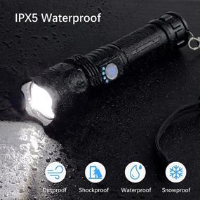 img 1 attached to 🔦 Super Bright Rechargeable LED Flashlights - 10000 Lumens Tactical, Waterproof & Zoomable - Includes 26650 Batteries - 5 Modes for Emergencies