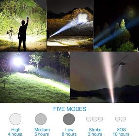 img 3 attached to 🔦 Super Bright Rechargeable LED Flashlights - 10000 Lumens Tactical, Waterproof & Zoomable - Includes 26650 Batteries - 5 Modes for Emergencies