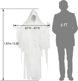 img 1 attached to Spooky Halloween Hanging White Ghost - SUPERJARE 66 Inch with Scary Sound & Lighting Effect
