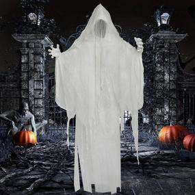 img 4 attached to Spooky Halloween Hanging White Ghost - SUPERJARE 66 Inch with Scary Sound & Lighting Effect