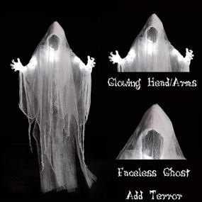 img 2 attached to Spooky Halloween Hanging White Ghost - SUPERJARE 66 Inch with Scary Sound & Lighting Effect