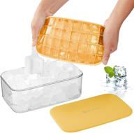 🍊 versatile silicone ice cube tray with lid: bpa-free mold making 32pcs small square ice cubes for chingling cocktails and milk tea - orange логотип