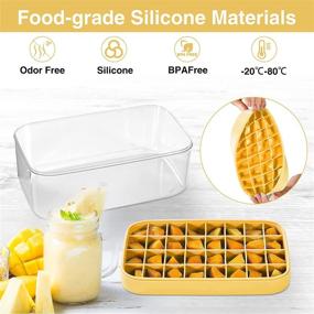 img 3 attached to 🍊 Versatile Silicone Ice Cube Tray with Lid: BPA-Free Mold Making 32Pcs Small Square Ice Cubes for Chingling Cocktails and Milk Tea - Orange