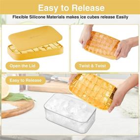 img 2 attached to 🍊 Versatile Silicone Ice Cube Tray with Lid: BPA-Free Mold Making 32Pcs Small Square Ice Cubes for Chingling Cocktails and Milk Tea - Orange