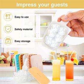 img 1 attached to 🍊 Versatile Silicone Ice Cube Tray with Lid: BPA-Free Mold Making 32Pcs Small Square Ice Cubes for Chingling Cocktails and Milk Tea - Orange