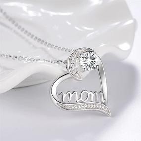 img 2 attached to 💖 Sparkling Christmas Love Heart Pendant: Perfect Mom Necklace Gift for Birthdays, Simulated Diamond Sterling Silver Jewelry for Women & Loving Wives