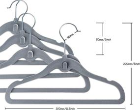 img 3 attached to 👶 50-Pack Kids Velvet Hangers - Non-Slip Velvet Baby Clothes Hangers with Rotating Hook/Cascading Design, (Gray)