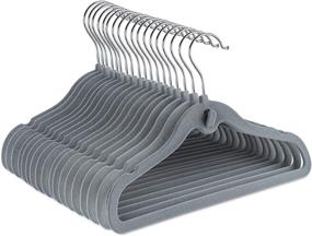 img 4 attached to 👶 50-Pack Kids Velvet Hangers - Non-Slip Velvet Baby Clothes Hangers with Rotating Hook/Cascading Design, (Gray)